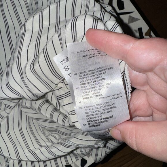 Sandro Paris Women’s Cold Shoulder Blouse Striped Off‎ White Black Size 0 XS - Picture 7 of 7